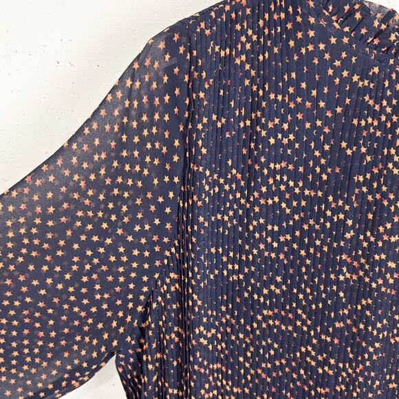 Anthropologie Seen Worn Kept Vega Pleated Star Print Illusion Sleeve Size 6 - Picture 15 of 16